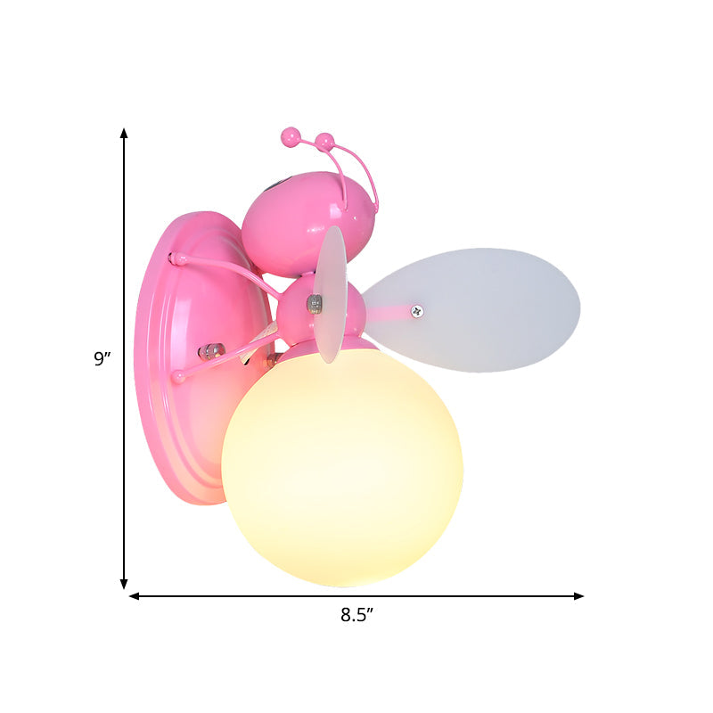 Vivolux | Opaline Glazen Bal Wandlamp Cartoon 1 Licht Roze/Geel Wandlamp Verlichting met Bij Ontwerp