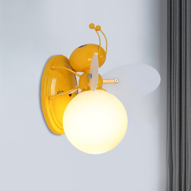 Vivolux | Opaline Glazen Bal Wandlamp Cartoon 1 Licht Roze/Geel Wandlamp Verlichting met Bij Ontwerp