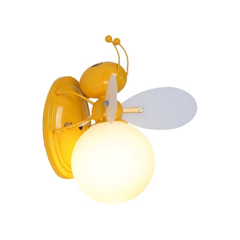 Vivolux | Opaline Glazen Bal Wandlamp Cartoon 1 Licht Roze/Geel Wandlamp Verlichting met Bij Ontwerp