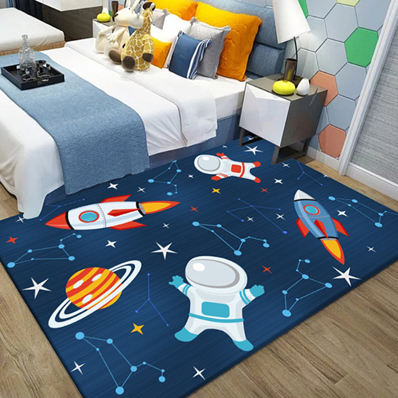Vivolux | Ungewöhnlicher Muster-Teppich im Weltraum-Motiv Mehrfarbiger Kinderteppich Polyester Haustierfreundlicher Waschbarer Teppich für das Kinderzimmer