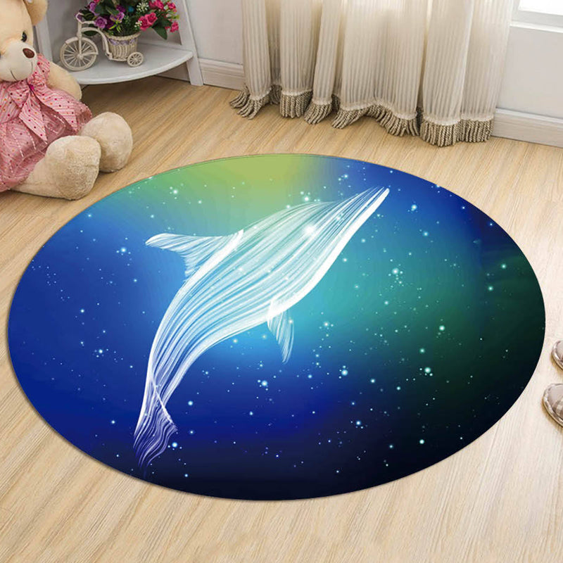 Vivolux | Nordic Galaxy Muster Teppich Schwarz und Blau Kinder Teppich Polyester Tierfreundlich Waschbar Teppich für Kinderzimmer