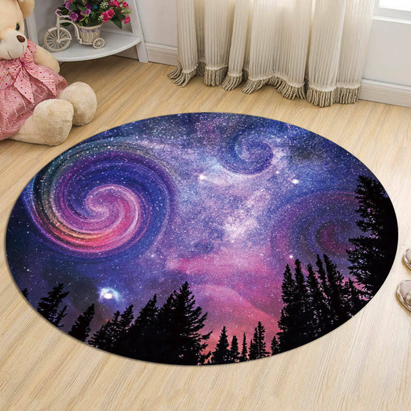 Vivolux | Nordic Galaxy Muster Teppich Schwarz und Blau Kinder Teppich Polyester Tierfreundlich Waschbar Teppich für Kinderzimmer