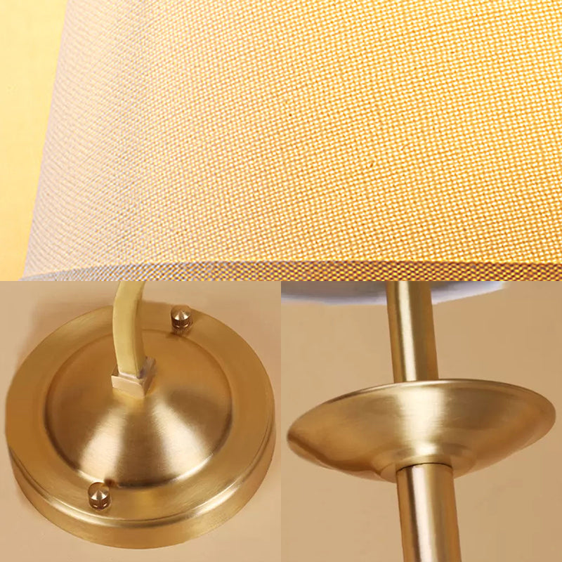 Vivolux | 1 Kopf Tapered Shade Wandlampe im traditionellen Stil, Stoff Metall Wandleuchte in Gold für Kinderzimmer