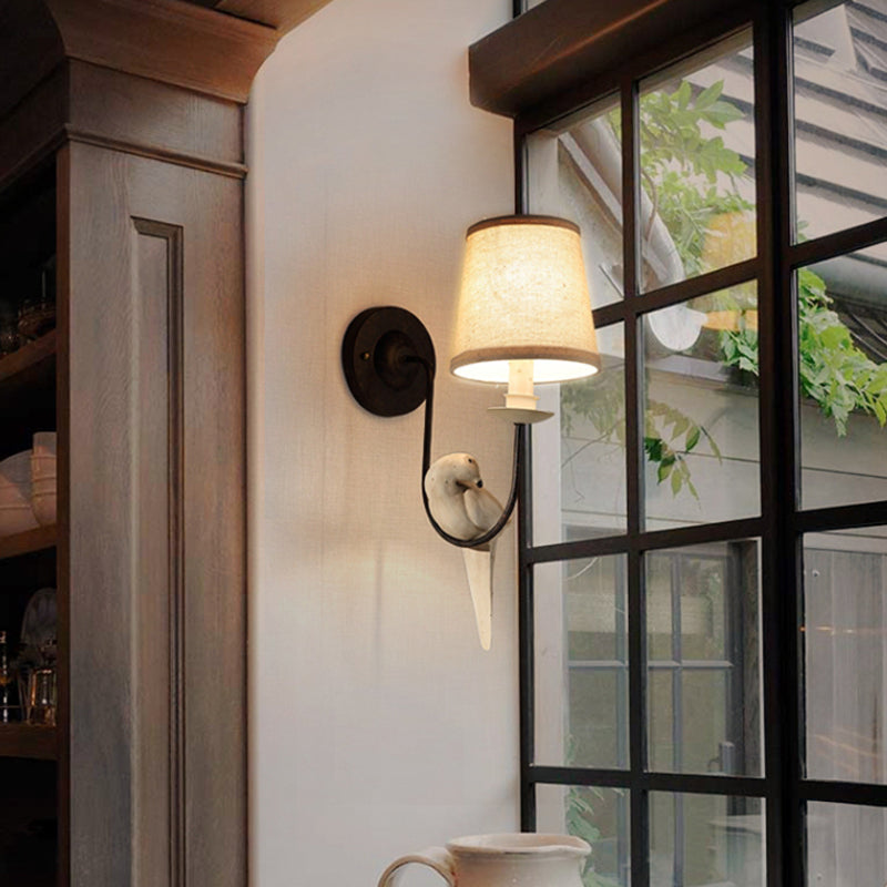 Vivolux | Verpleegkamer Tapered Shade Wandlamp Stof Traditionele Witte Wandsteen met Duif Decoratie