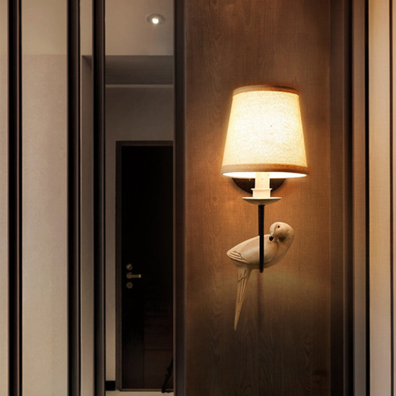 Vivolux | Verpleegkamer Tapered Shade Wandlamp Stof Traditionele Witte Wandsteen met Duif Decoratie
