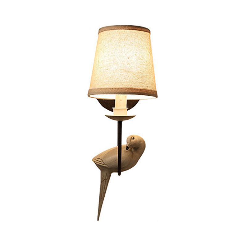 Vivolux | Verpleegkamer Tapered Shade Wandlamp Stof Traditionele Witte Wandsteen met Duif Decoratie