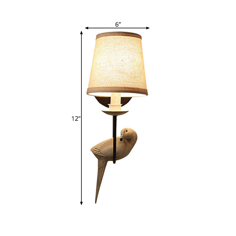 Vivolux | Verpleegkamer Tapered Shade Wandlamp Stof Traditionele Witte Wandsteen met Duif Decoratie