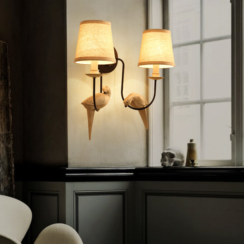 Vivolux | Verpleegkamer Tapered Shade Wandlamp Stof Traditionele Witte Wandsteen met Duif Decoratie