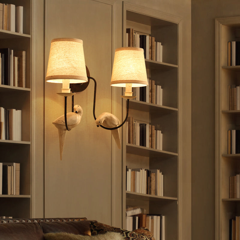 Vivolux | Verpleegkamer Tapered Shade Wandlamp Stof Traditionele Witte Wandsteen met Duif Decoratie