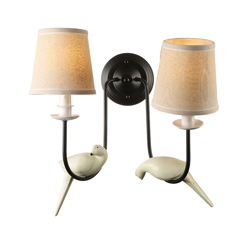 Vivolux | Verpleegkamer Tapered Shade Wandlamp Stof Traditionele Witte Wandsteen met Duif Decoratie