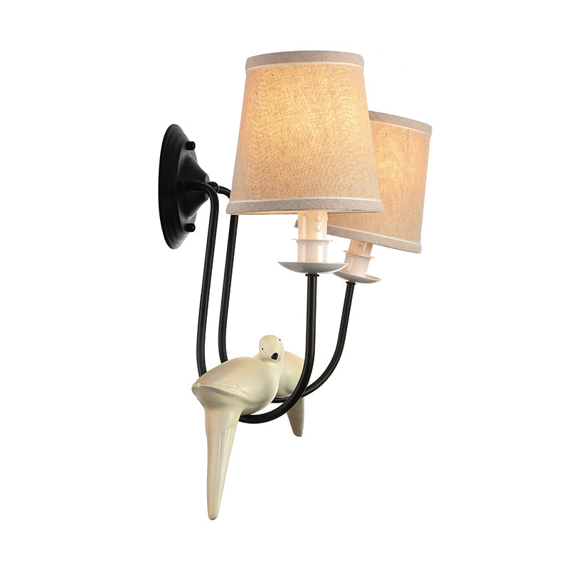 Vivolux | Verpleegkamer Tapered Shade Wandlamp Stof Traditionele Witte Wandsteen met Duif Decoratie
