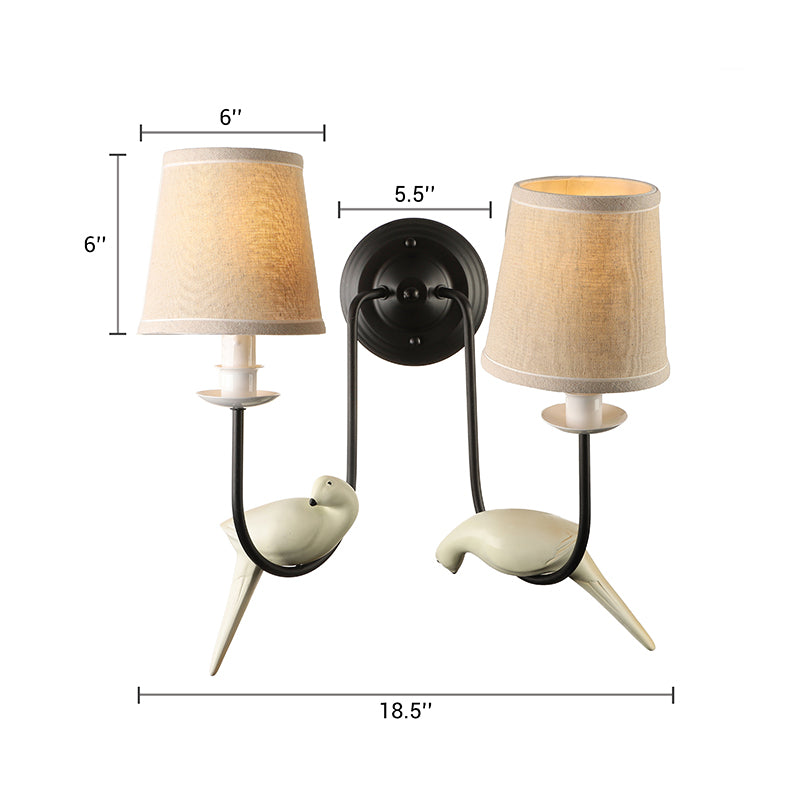 Vivolux | Verpleegkamer Tapered Shade Wandlamp Stof Traditionele Witte Wandsteen met Duif Decoratie