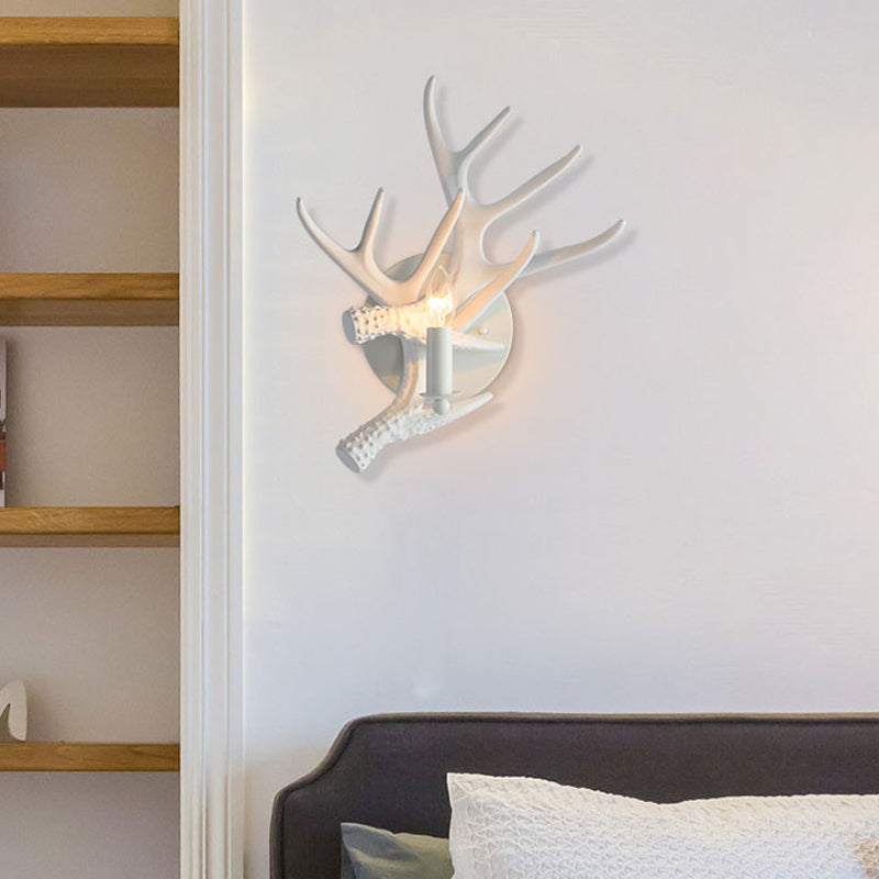 Vivolux | Rustikale Stil Geweih Wandlampe Harz Einzellicht Wandleuchten Licht in Weiß-Finish für Inn Villa