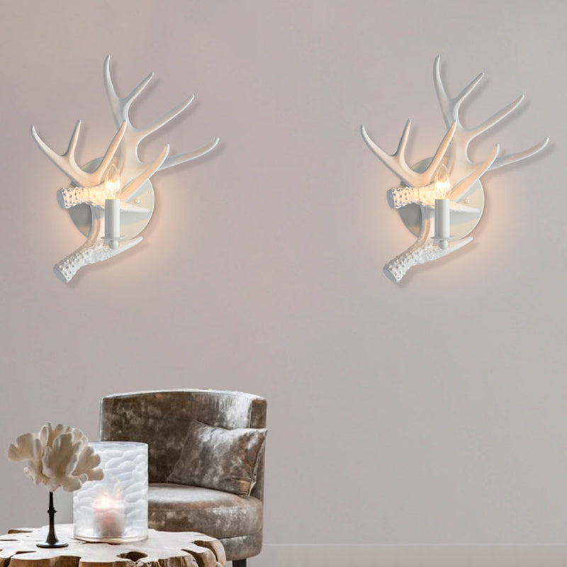 Vivolux | Rustikale Stil Geweih Wandlampe Harz Einzellicht Wandleuchten Licht in Weiß-Finish für Inn Villa