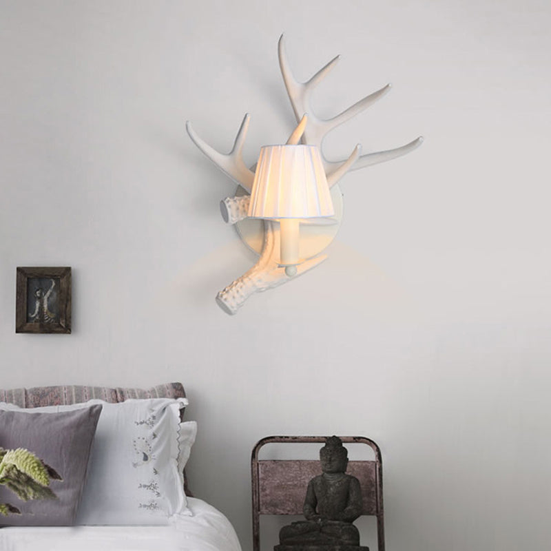 Vivolux | Rustikale Stil Geweih Wandlampe Harz Einzellicht Wandleuchten Licht in Weiß-Finish für Inn Villa