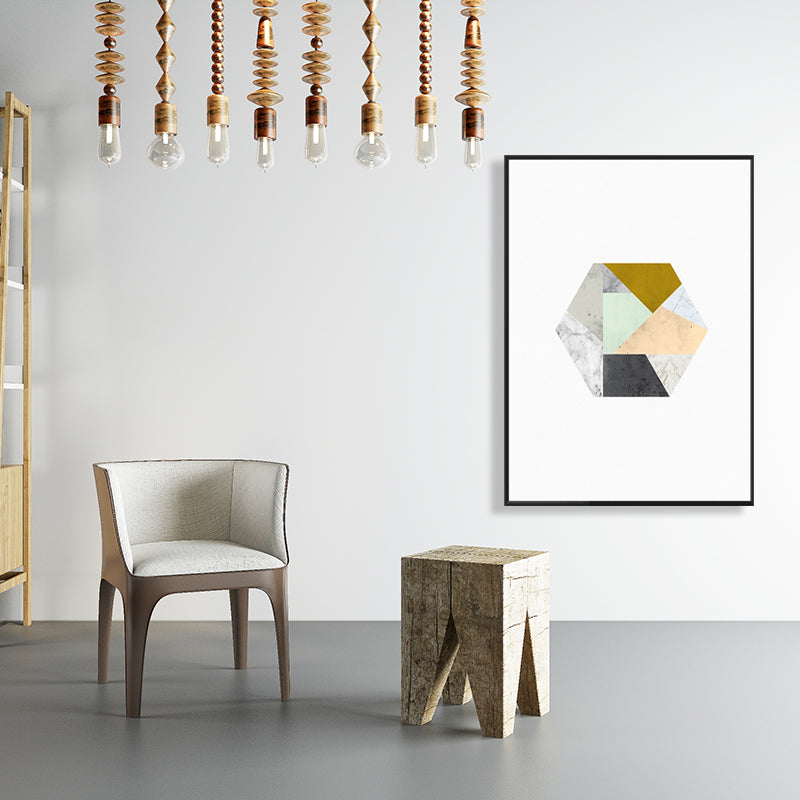 Vivolux | Weißes Fantasie Geometrie Muster Leinwand Texturiert Zeitgenössischer Stil Badezimmer Malerei
