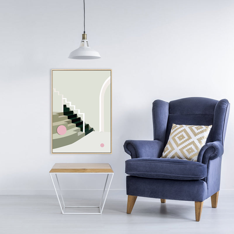 Vivolux | Nordic Style Innen Treppenmalerei in sanften Farben Texturiertes Canvas für das Esszimmer