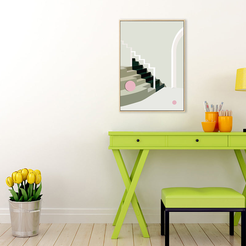Vivolux | Nordic Style Innen Treppenmalerei in sanften Farben Texturiertes Canvas für das Esszimmer