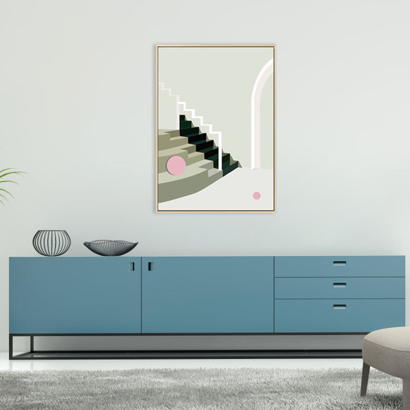 Vivolux | Nordic Style Innen Treppenmalerei in sanften Farben Texturiertes Canvas für das Esszimmer
