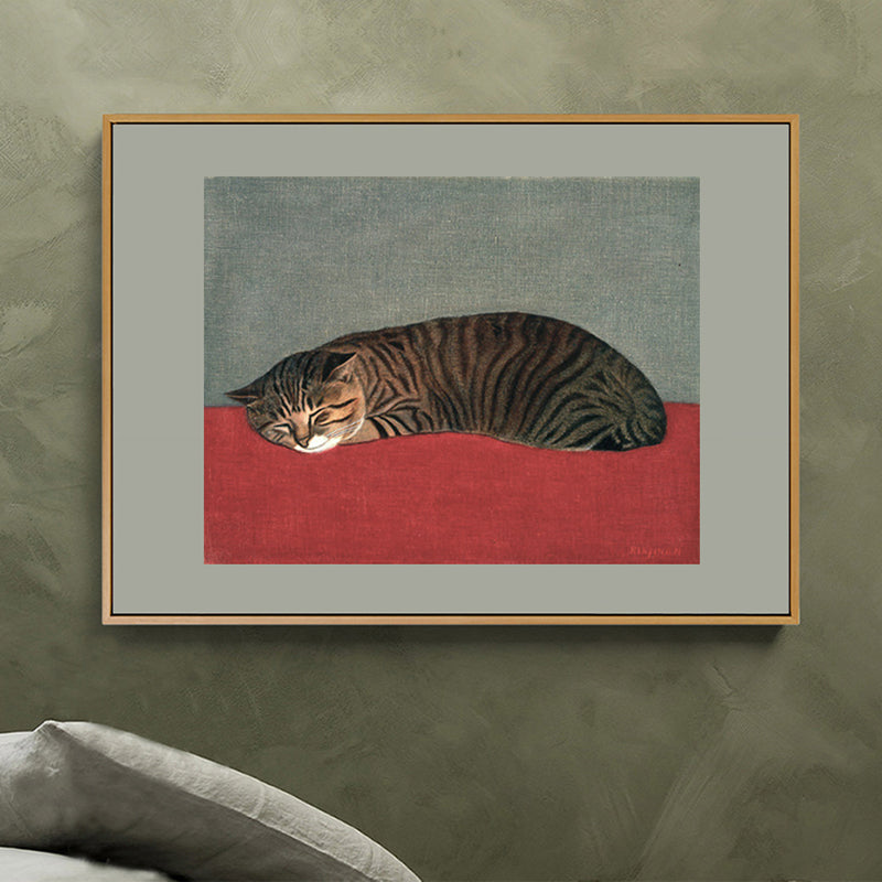 Vivolux | Schlafende Katze Wanddekoration Nordic Style Texturiertes Mädchenzimmer Gemälde, Multiple Größen