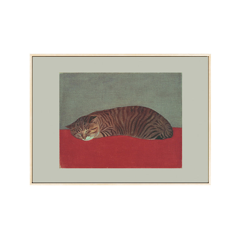 Vivolux | Schlafende Katze Wanddekoration Nordic Style Texturiertes Mädchenzimmer Gemälde, Multiple Größen