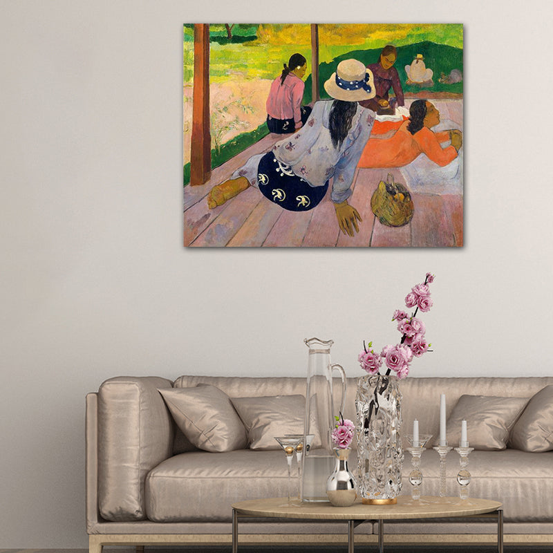 Vivolux | Orange Abstrakte Expressionismus Kunstdruck Mädchen Leinwand für Badezimmer, mehrere Größen