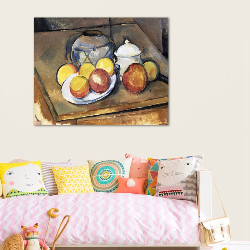 Vivolux | Pastellfarbige verstreute Früchte Malerei Strukturierte Kunstdruck für Schlafzimmer, mehrere Größen