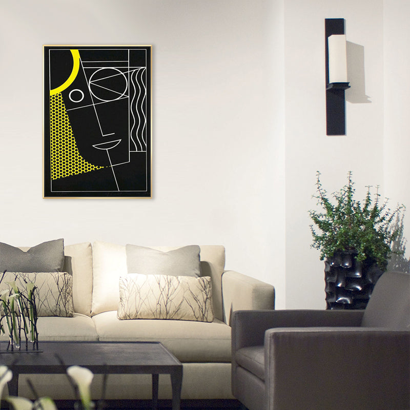 Vivolux | Schwarze abstrakte Wanddekoration Illustration im skandinavischen Stil Strukturierte Leinwand für das Spielzimmer