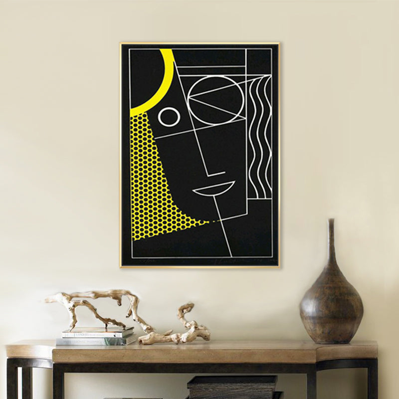 Vivolux | Schwarze abstrakte Wanddekoration Illustration im skandinavischen Stil Strukturierte Leinwand für das Spielzimmer