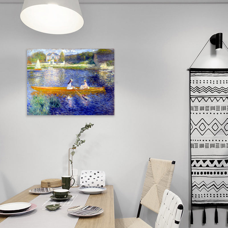 Vivolux | Texturierte Bootsmotive Wanddekoration Leinwand Impressionismus Gemälde für das Wohnzimmer