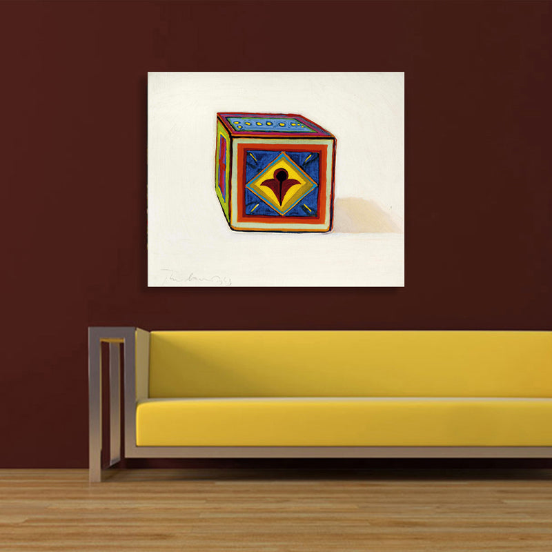 Vivolux | Traditioneller Stil Teenager Wanddekoration Merkwürdige quadratische Box in Blau Kunst, mehrere Größen