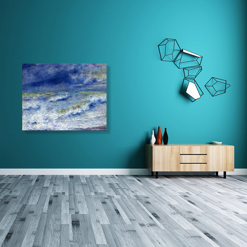 Vivolux | Ozean Landschaft Leinwand im blauen Impressionismus Stil Wandkunst Dekor für Esszimmer