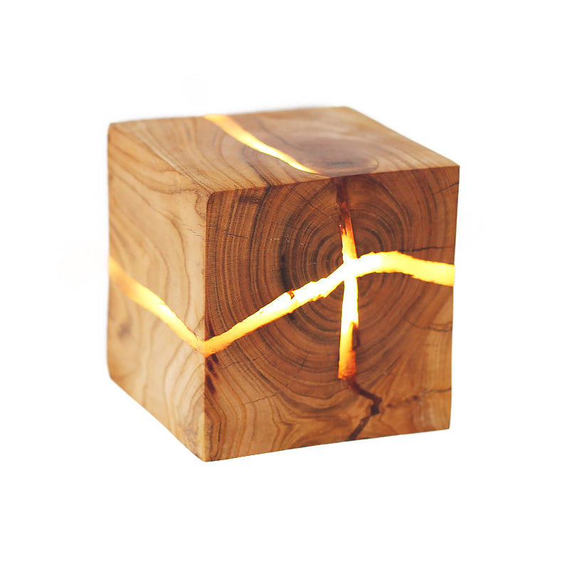 Vivolux | Rustikale Stil Rissige Würfel Wandlampe Holz Wandleuchte für Kinderzimmer Stillzimmer