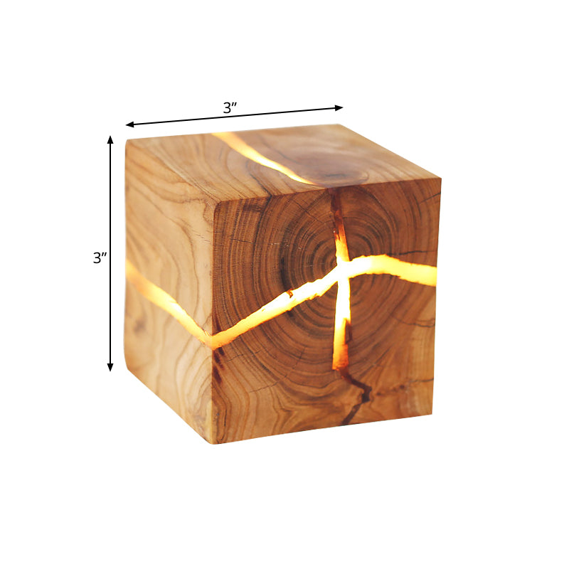 Vivolux | Rustikale Stil Rissige Würfel Wandlampe Holz Wandleuchte für Kinderzimmer Stillzimmer