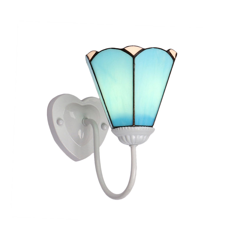 Vivolux | 1 Kop Hal Wandlamp Fixture Mediterraan Wit/Goud/Blauw Sconcelamp met Lily Blauwe Glazen Kap