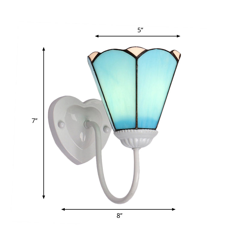 Vivolux | 1 Kop Hal Wandlamp Fixture Mediterraan Wit/Goud/Blauw Sconcelamp met Lily Blauwe Glazen Kap