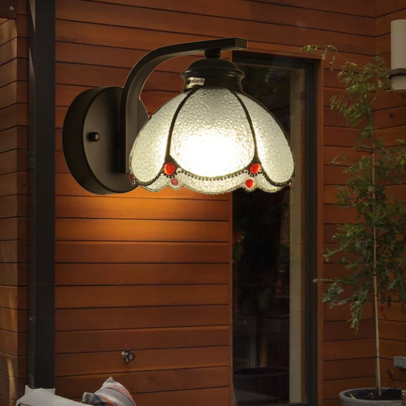 Vivolux | Rote Perlen Dekor Blüten Schirm Wandlampe Tiffany Stil Klare Blasen Glas 1-Kopf Deckenlicht