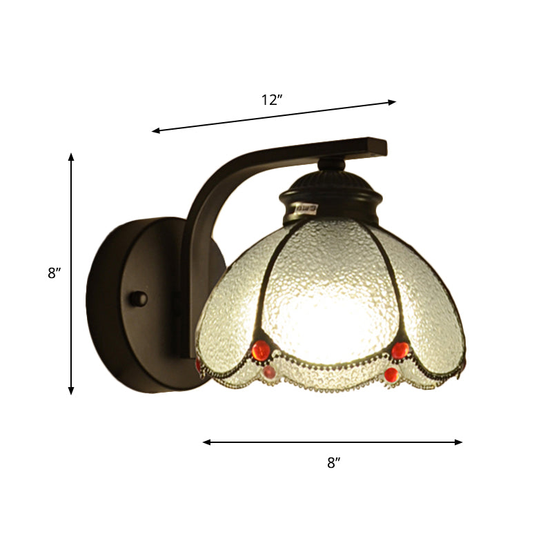 Vivolux | Rote Perlen Dekor Blüten Schirm Wandlampe Tiffany Stil Klare Blasen Glas 1-Kopf Deckenlicht