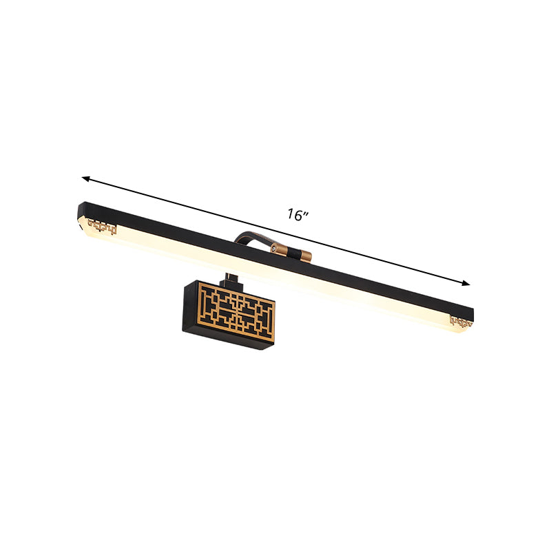 Vivolux | Schwarze LED-Waschtischleuchte Traditionelle Metall-Lineare Make-Up-Beleuchtung in Weiß/Warm/Natürlich Licht, 16"/22"/28" L