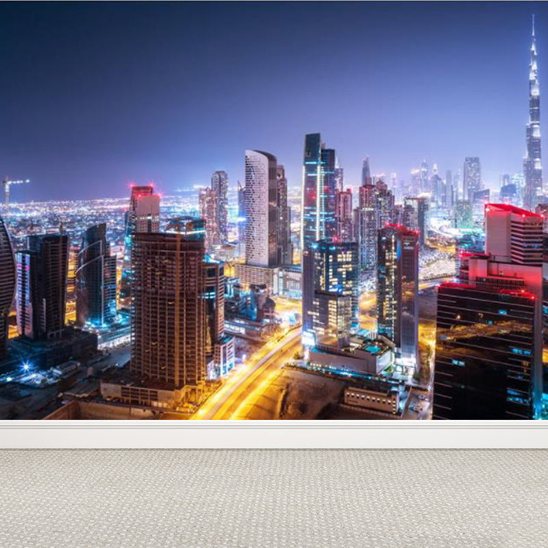 Vivolux | Urban Cityscape Muurbehang Donkere Kleur Vochtbestendig Wanddecoratie für Zimmer