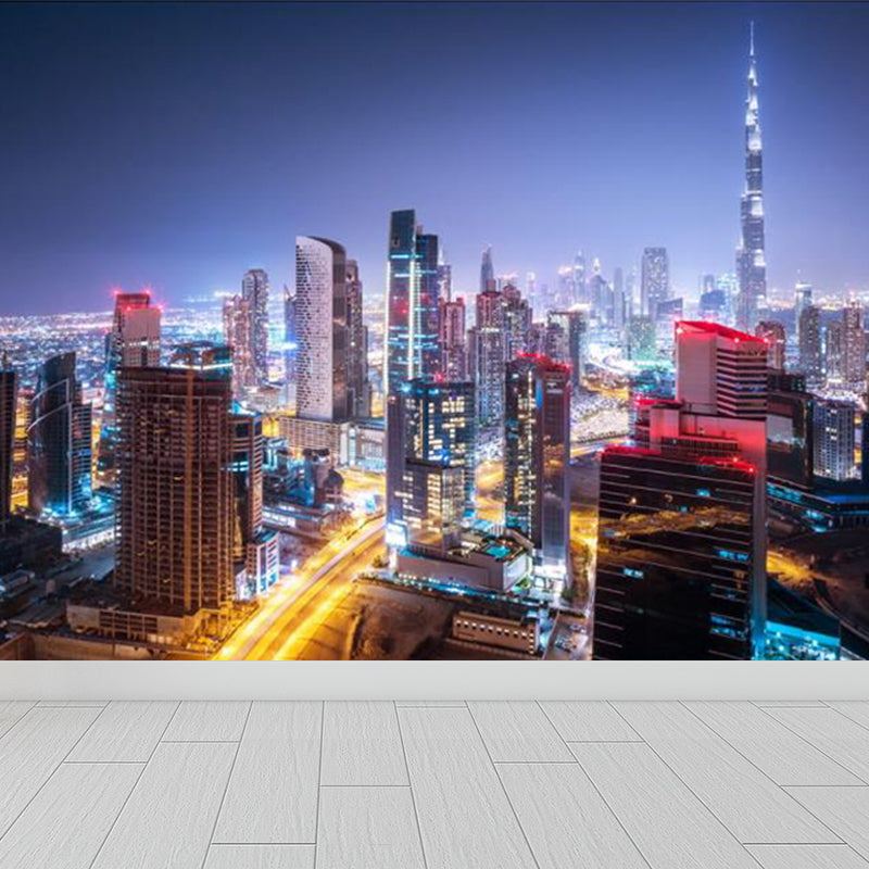 Vivolux | Urban Cityscape Muurbehang Donkere Kleur Vochtbestendig Wanddecoratie für Zimmer