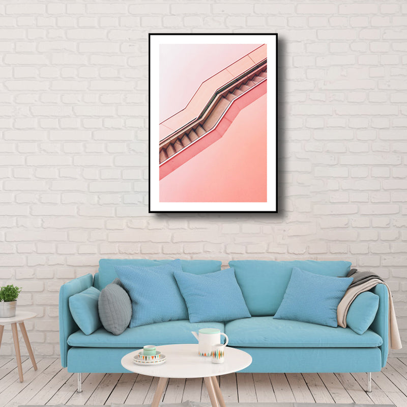 Vivolux | Roze Trapmuur Wanddecoratie Architectuur Modern Textuur Leinwanddruck für Zimmer