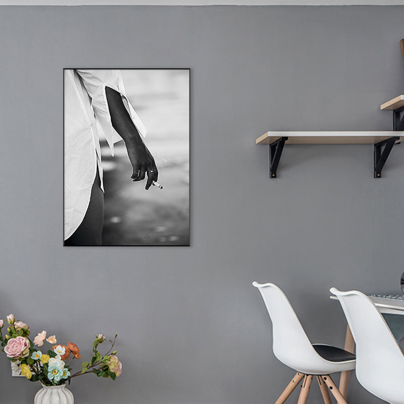 Vivolux | Rauchen Nahaufnahme Landschaft Malerei Schwarze Leinwand Wandkunst Druck Texturiert, Mehrere Größen