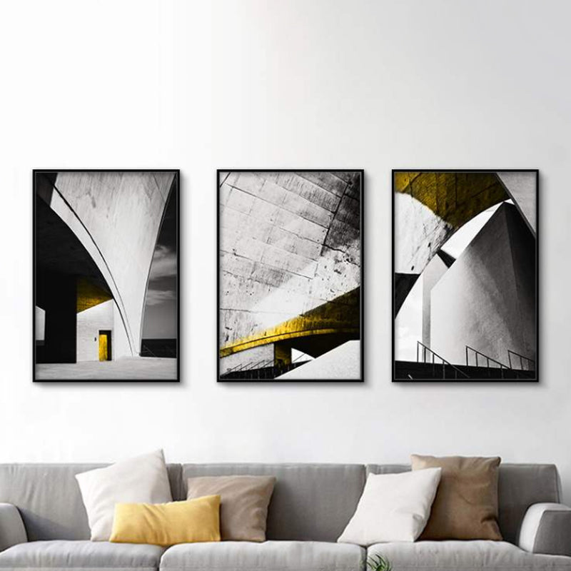 Vivolux | Pastellfarbe Neu Gebäude Leinwand Vintage Stil Texturiertes Wanddekor für Wohnzimmer