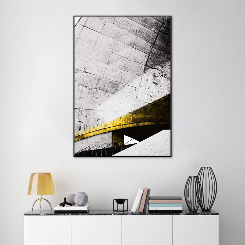 Vivolux | Pastellfarbe Neu Gebäude Leinwand Vintage Stil Texturiertes Wanddekor für Wohnzimmer