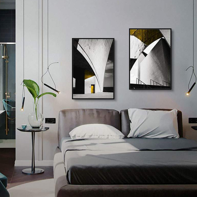 Vivolux | Pastellfarbe Neu Gebäude Leinwand Vintage Stil Texturiertes Wanddekor für Wohnzimmer