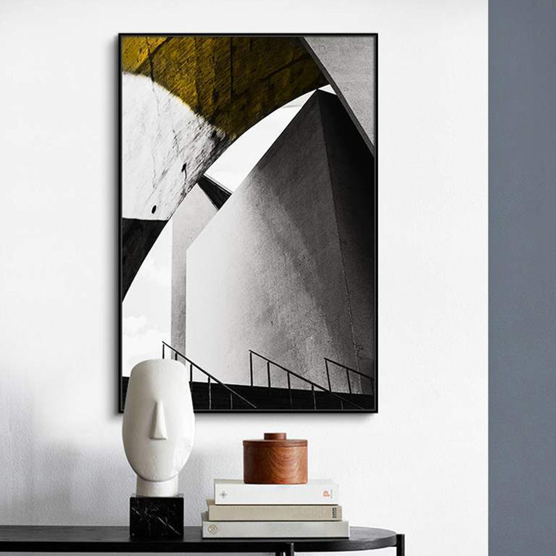 Vivolux | Pastellfarbe Neu Gebäude Leinwand Vintage Stil Texturiertes Wanddekor für Wohnzimmer