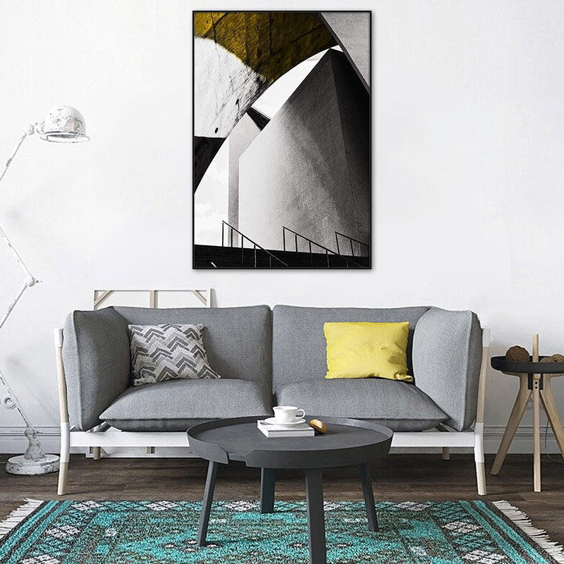 Vivolux | Pastellfarbe Neu Gebäude Leinwand Vintage Stil Texturiertes Wanddekor für Wohnzimmer