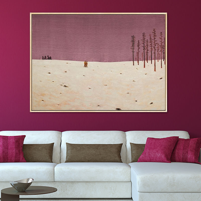 Vivolux | Vast Snow Land Malerei Leinwand Kinderzimmer Landschaft Wandkunst Dekor in Pastellfarbe