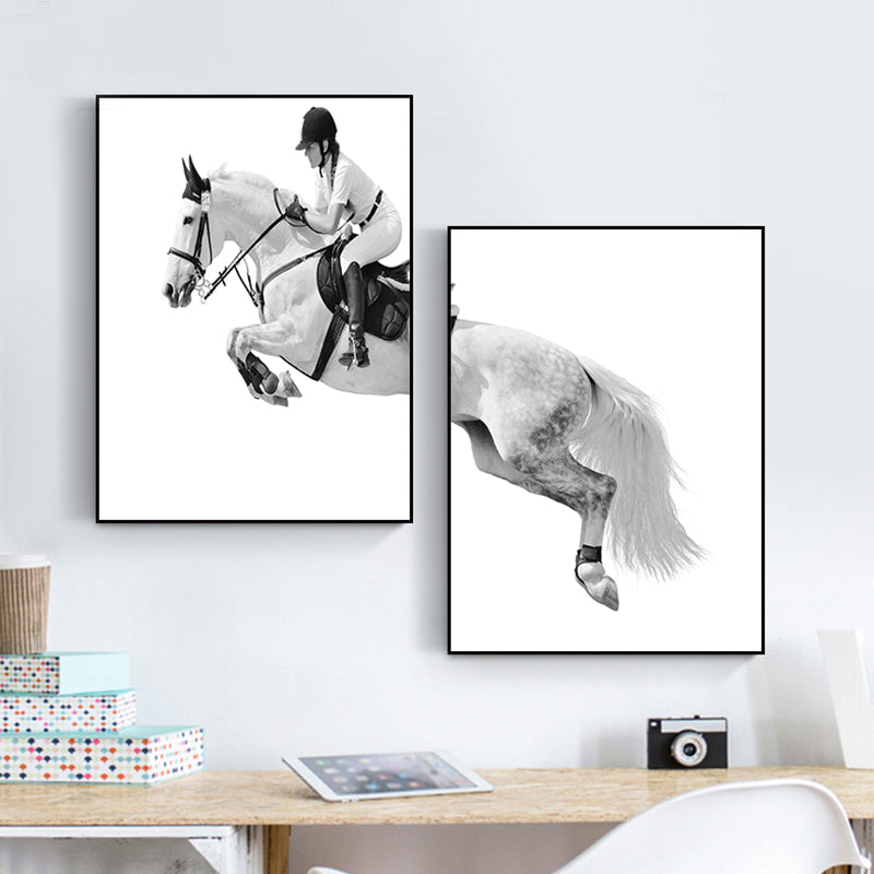 Vivolux | Paardrijden Vrouw Canvas Textuur Hedendaags Huis Interieur Muurkunst Decor